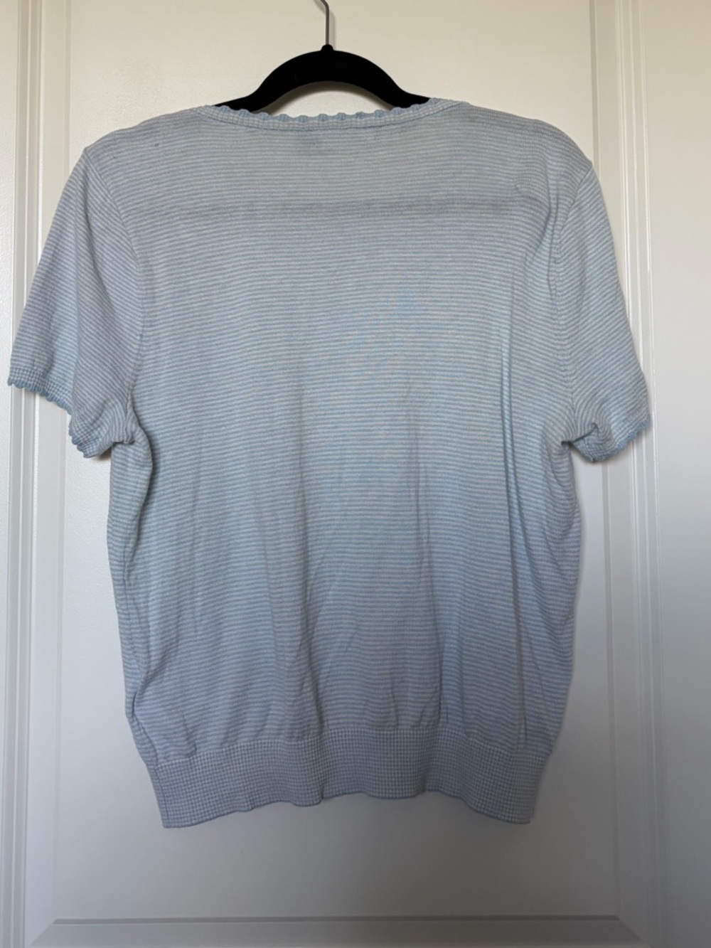 Lauren- Ralph Lauren Light Blue & White Striped Knit Tee - Picture 2 of 8